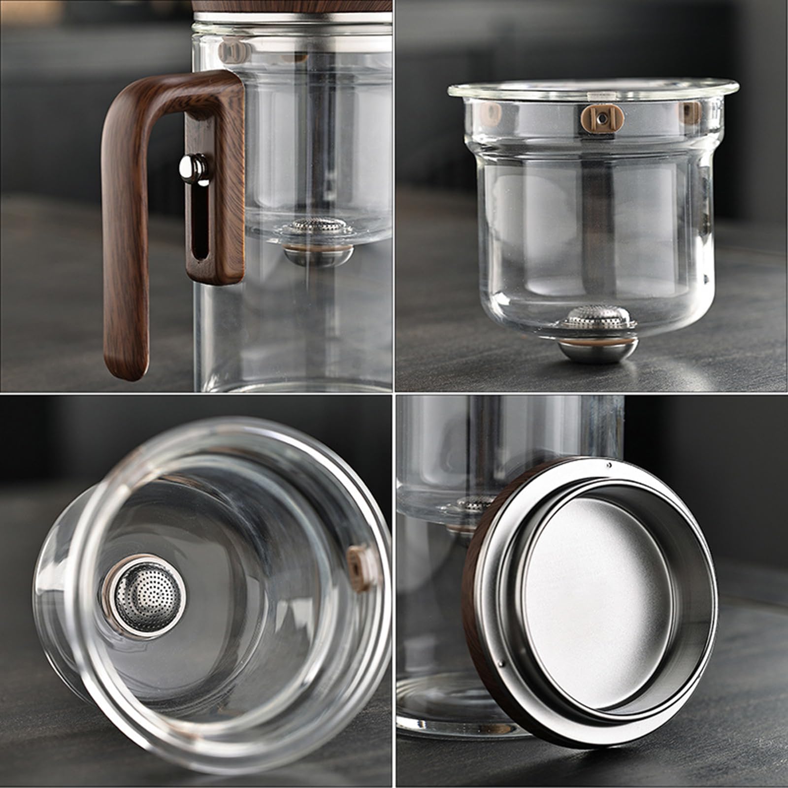 Magische Teekanne mit Sieb, Magische Hexerei Verzauberte Teekanne aus Glas mit langem Auslauf, Wassertrennung Borosilikatglas Teekanne, magnetische Hexerei Teekanne für losen Tee,Clear,800ml