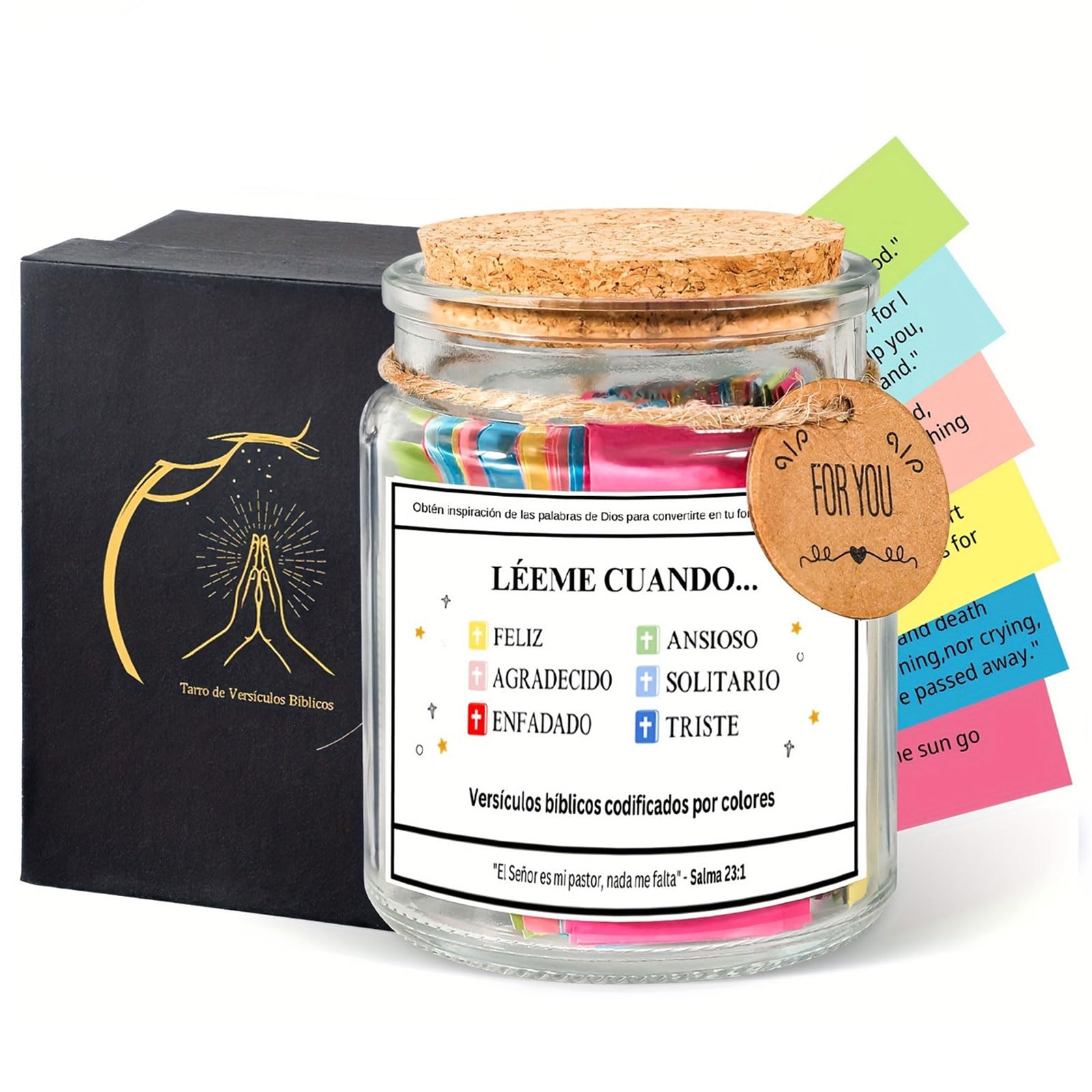 TFAOYS Decorative Glass Faith Jar with Prayer Note Bible Verses Spiritual Religious Ceremonies and Home Display Scripture Message Prayer Jar