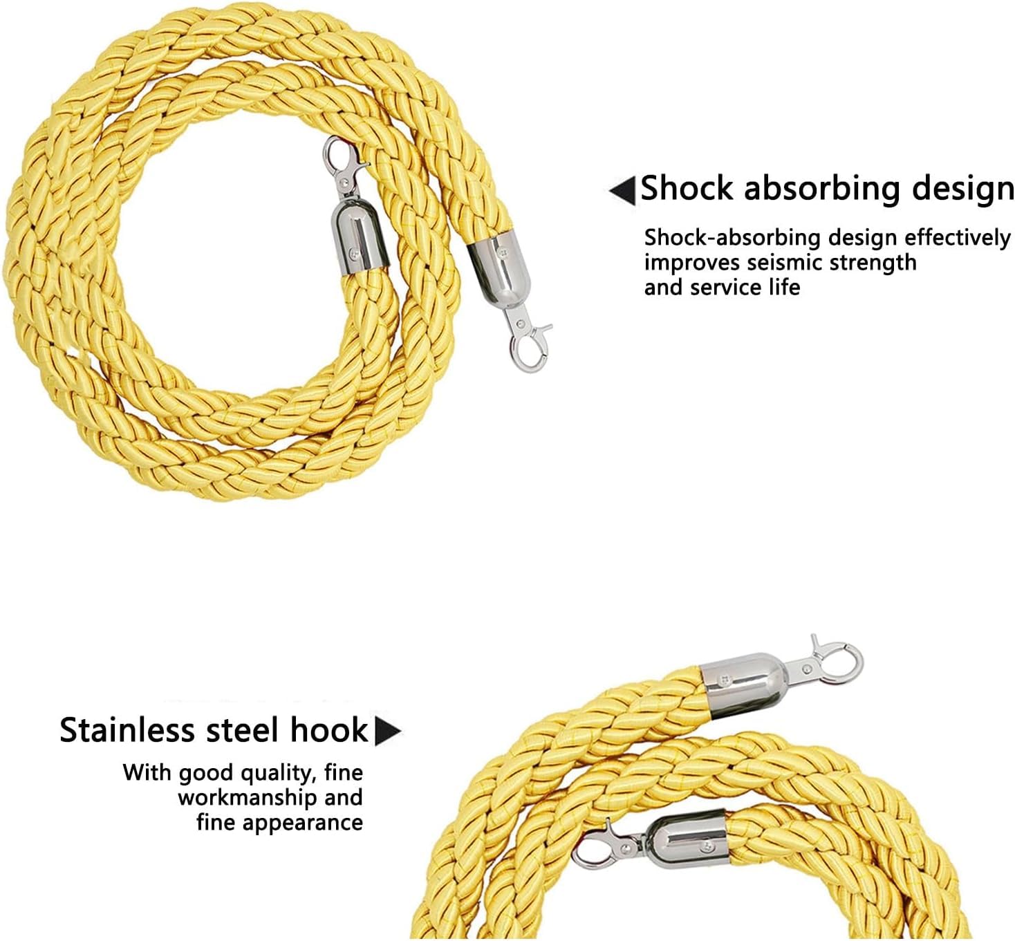 Corda barriera in nylon ritorto 2,8 cm con ganci argentati per eventi