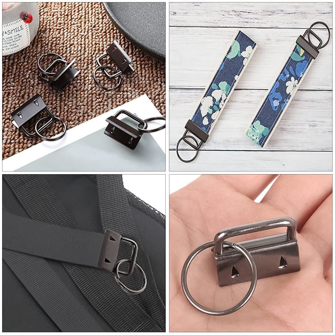 YXHZVON 30 stuks sleutelkoord onbewerkte sleutelhangers, hardware 25 mm klemsluiting hanger, hardware met sleutelhanger voor doe-het-zelf handwerk sleutelkoord stof (goud