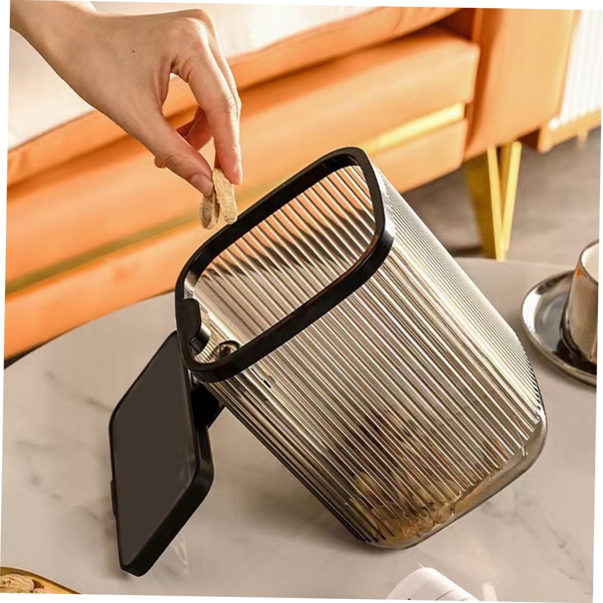 Garneck Gold Desk Trash Can - 8.65x8.65x10 Inch Small Waste Basket For Office & Home