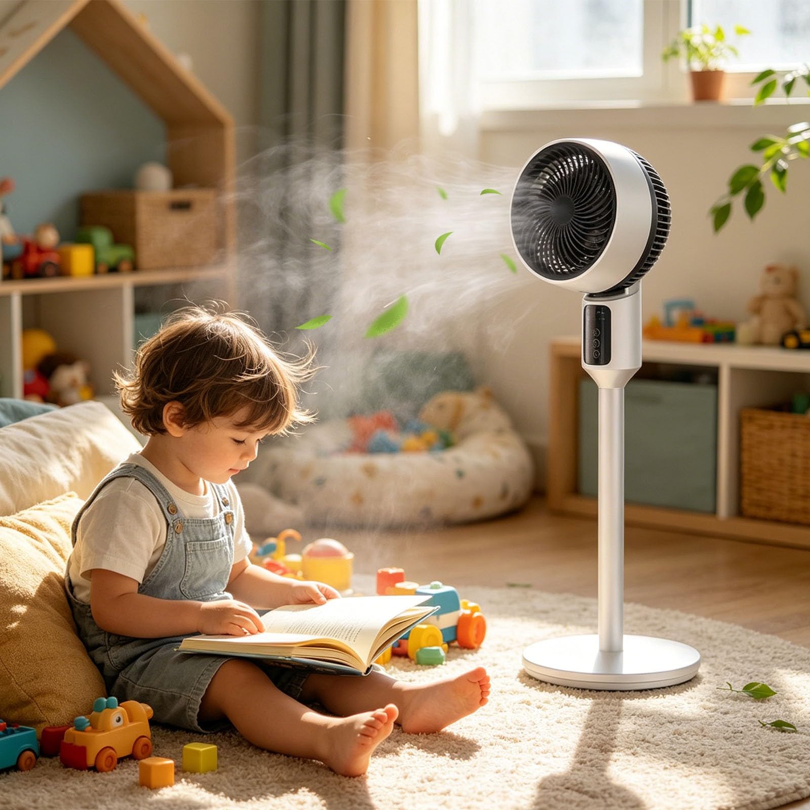 Ventilatore USB portatile in piedi regolabile in altezza circolazione dell'aria silenziosa per casa, camera da letto, scrivania, spazio di lavoro con testa oscillante, impostazioni di velocità