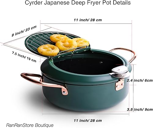 Miniatura 6 de Cyrder Olla japonesa para freidora, 4.3L, 11 pulgadas (11 pulgadas4.2 L, verde)