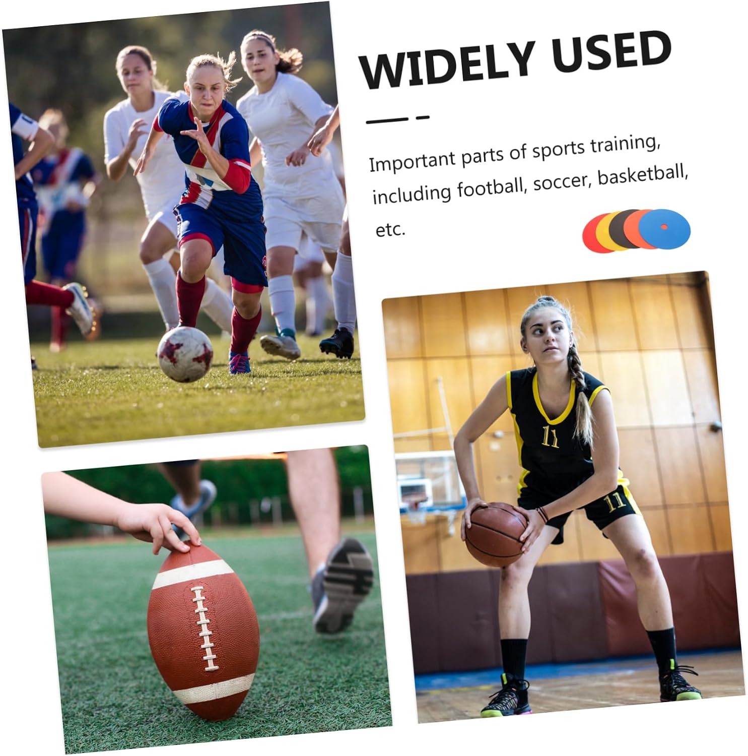 5pcs Non-Slip Football Training Markers Durable Soccer Sign Discs for Drills Agility and Sports Training Yellow Red Blue Black Orange
