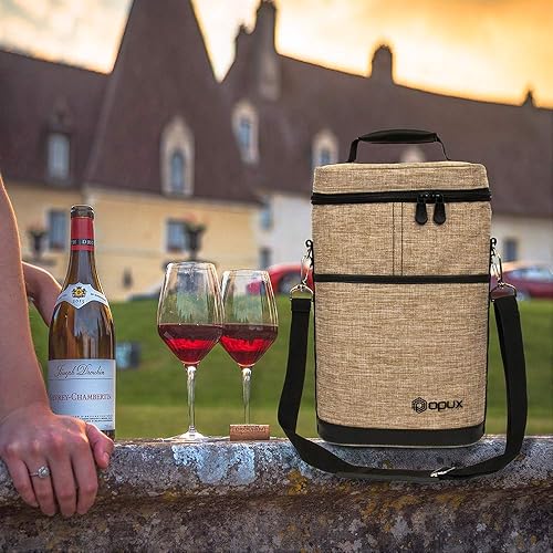 Miniatura 37 de Bolsa para transportar botellas de vino de 2 y 3 botellas. negro