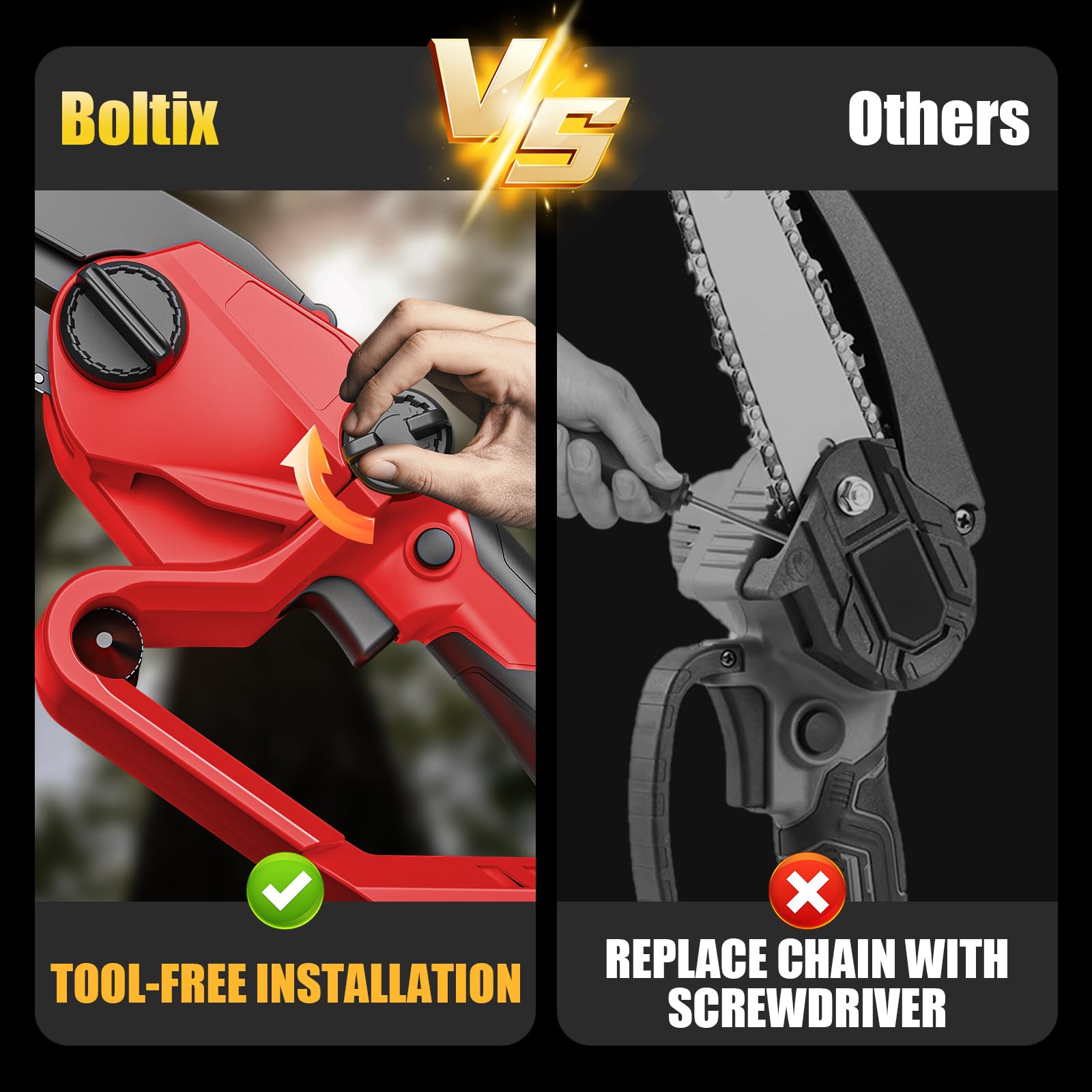 Mini motosierra inalámbrica, compatible con batería Milwaukee M18, motosierra eléctrica sin escobillas de 6 pulgadas, motosierra de mano para podar árboles y cortar madera (solo herramienta)