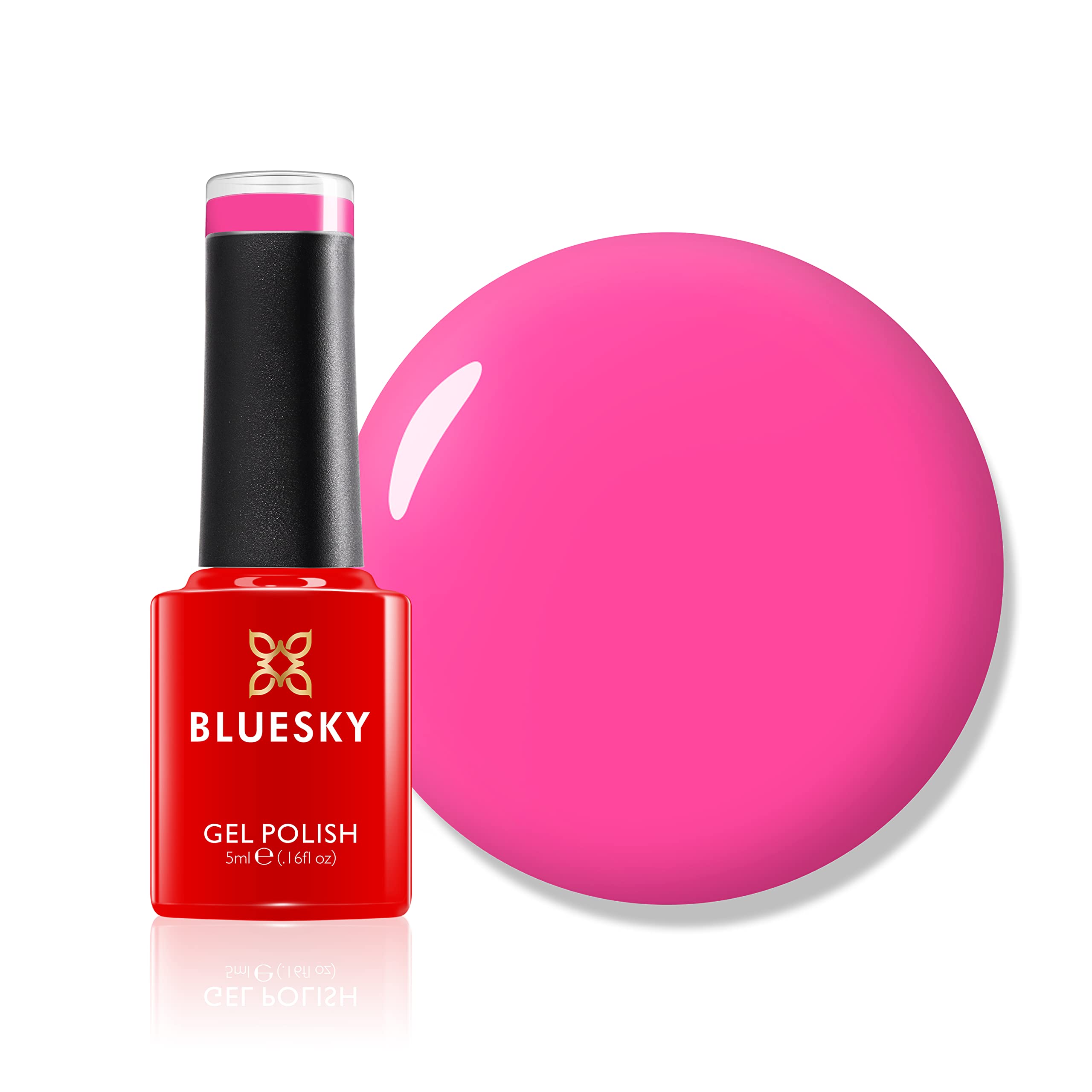 BLUESKYGel Nail Polish, Peachy Pink, Mini, Neon14, Pink, Hot Pink, Long Lasting, Chip Resistant, 5ml (Requires Drying Under UV LED Lamp)