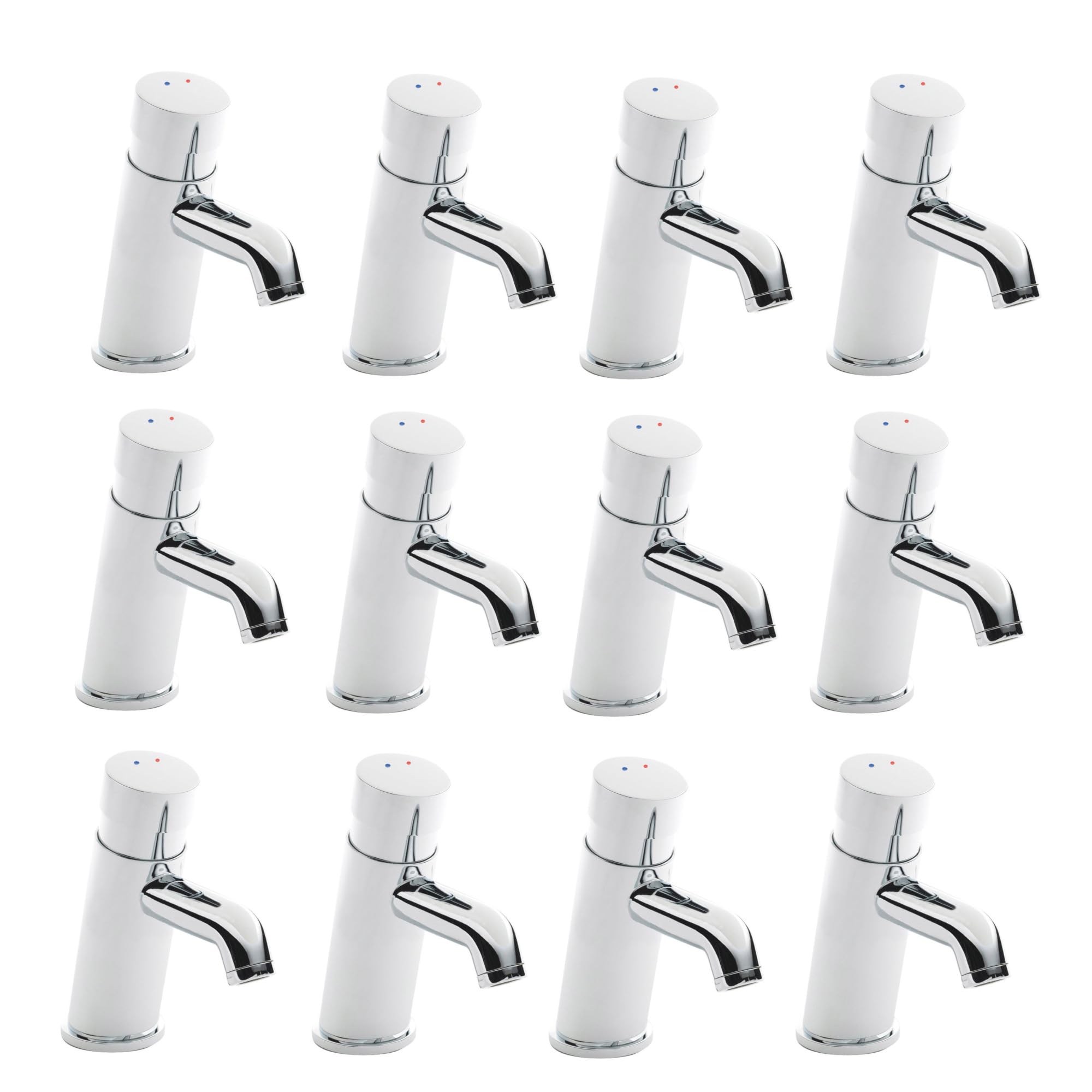 Enki Chrome Vision, Bt4303x12, 12 Pack Of Mono Non Concussive Basin Mixer Tap Modern, Commercial Use, Adjustable Shut Off Time,