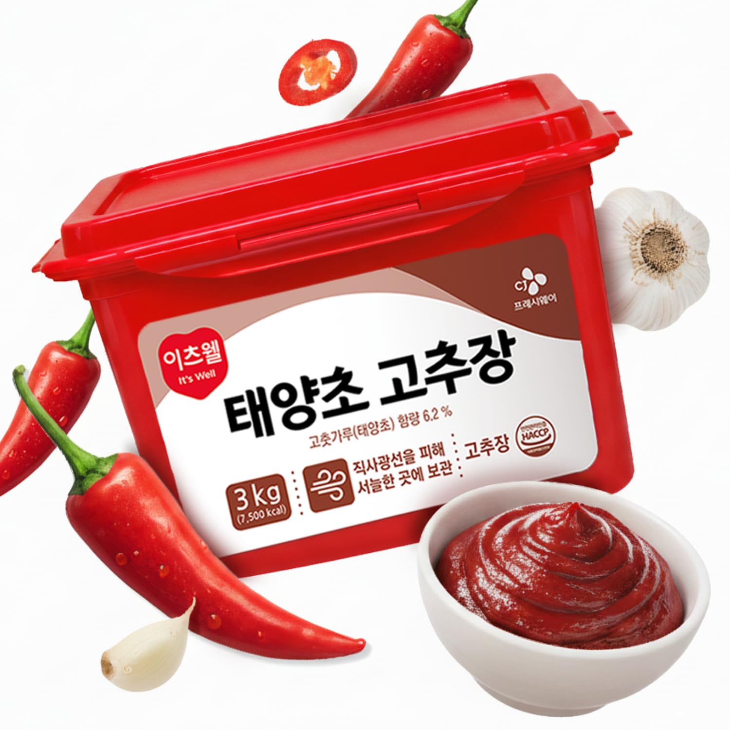 Korean Food CJ Freshway Gochujang Korean Red Chili Paste 6.6 lb (3kg), Traditional Taeyangcho Fermented Chili Paste, Bulk Size