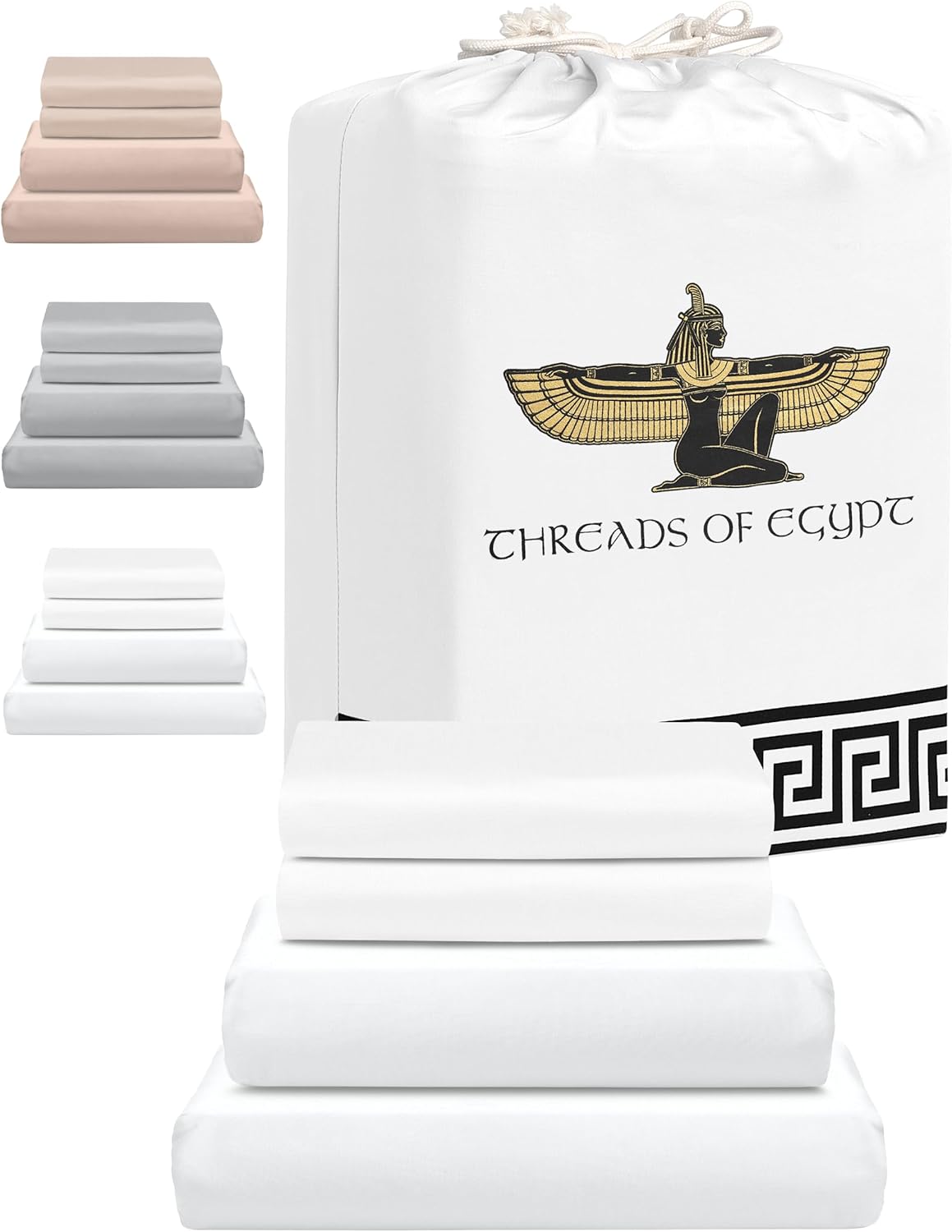 100% Egyptian Cotton Sheets Queen Size | 400 Thread Count | CEA Gold Seal Certified | Ultra Soft | Cooling for Hot Sleepers | 18" Deep Pocket | Queen Size [White]