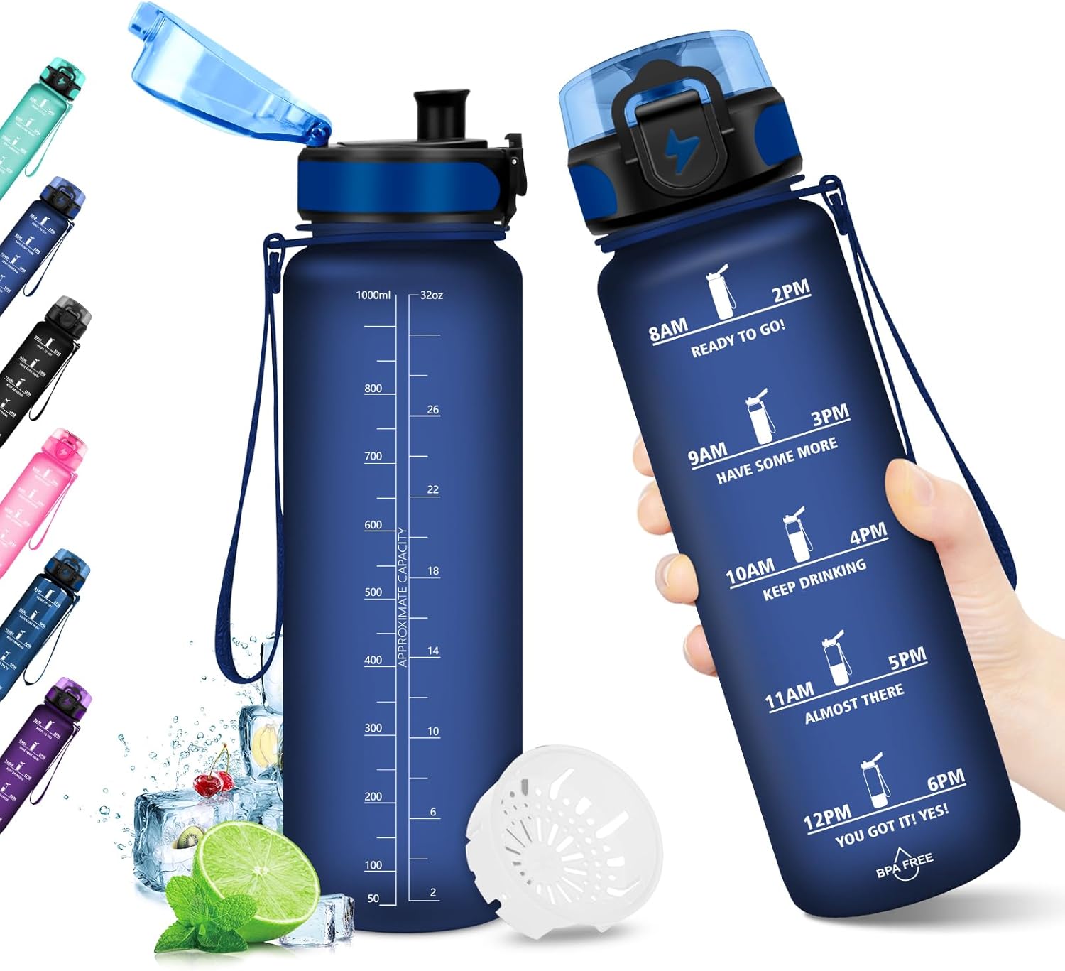 KollyKolla Gourde 1L, Gourde Sport, Bouteille d'eau 1 Litre avec