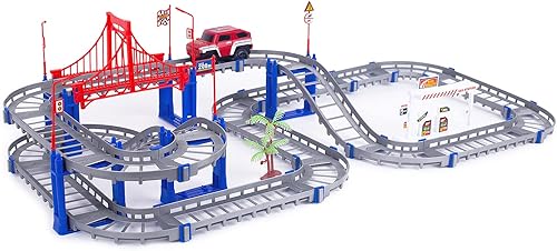 Miniatura 1 de Juego de carreras de vehículos con ranura para coche, juego de carril eléctrico, juguetes montados, juego de carretera, regalos para niños y niñas