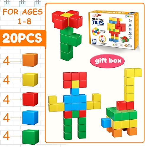 Miniatura 7 de Bloques magnéticos para niños pequeños, juguetes de bloques de construcción para niños de 3, 4, 5, 6, 7 y 8 años, cubos magnéticos de 1.42 pulgadas