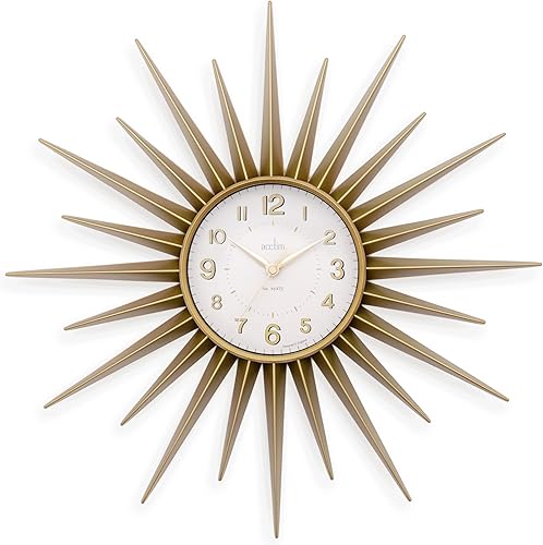 Miniatura 2 de Acctim 21760 Stella Sprayed Starburst Reloj de Pared, Oro
