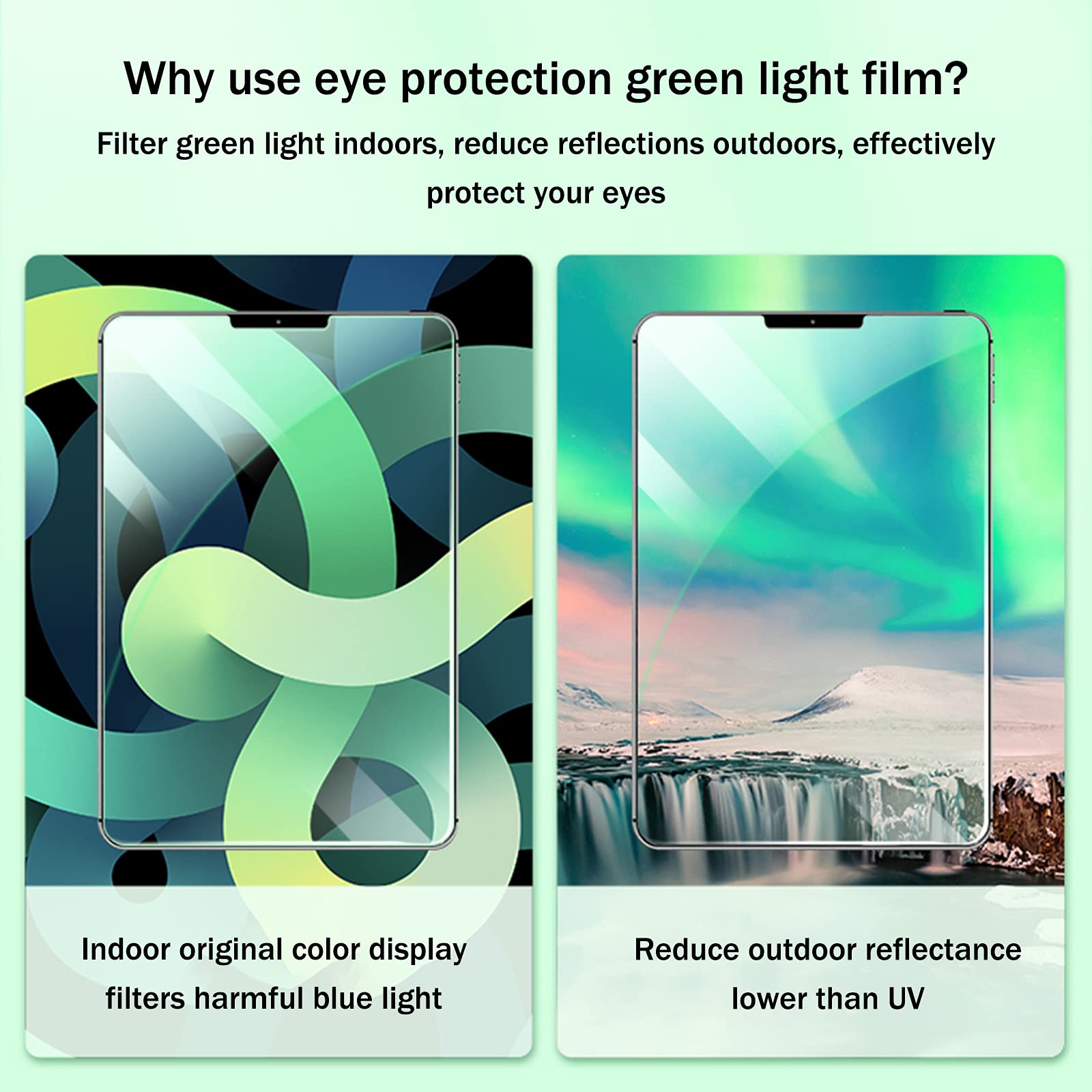 AIZYR Película De Cubierta De Vidrio Templado 9H - Protector De Tableta De Pantalla De Luz Verde para Estudiantes De Protección Ocular, Trabajadores De Oficina