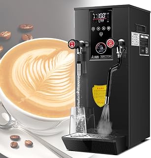 ZOLPINL Espumador de Leche Comercial de 220 V y 2500 W, 12 L, Totalmente automático, con Pantalla LCD de Temperatura, para cafeterías y teterías, Color Negro