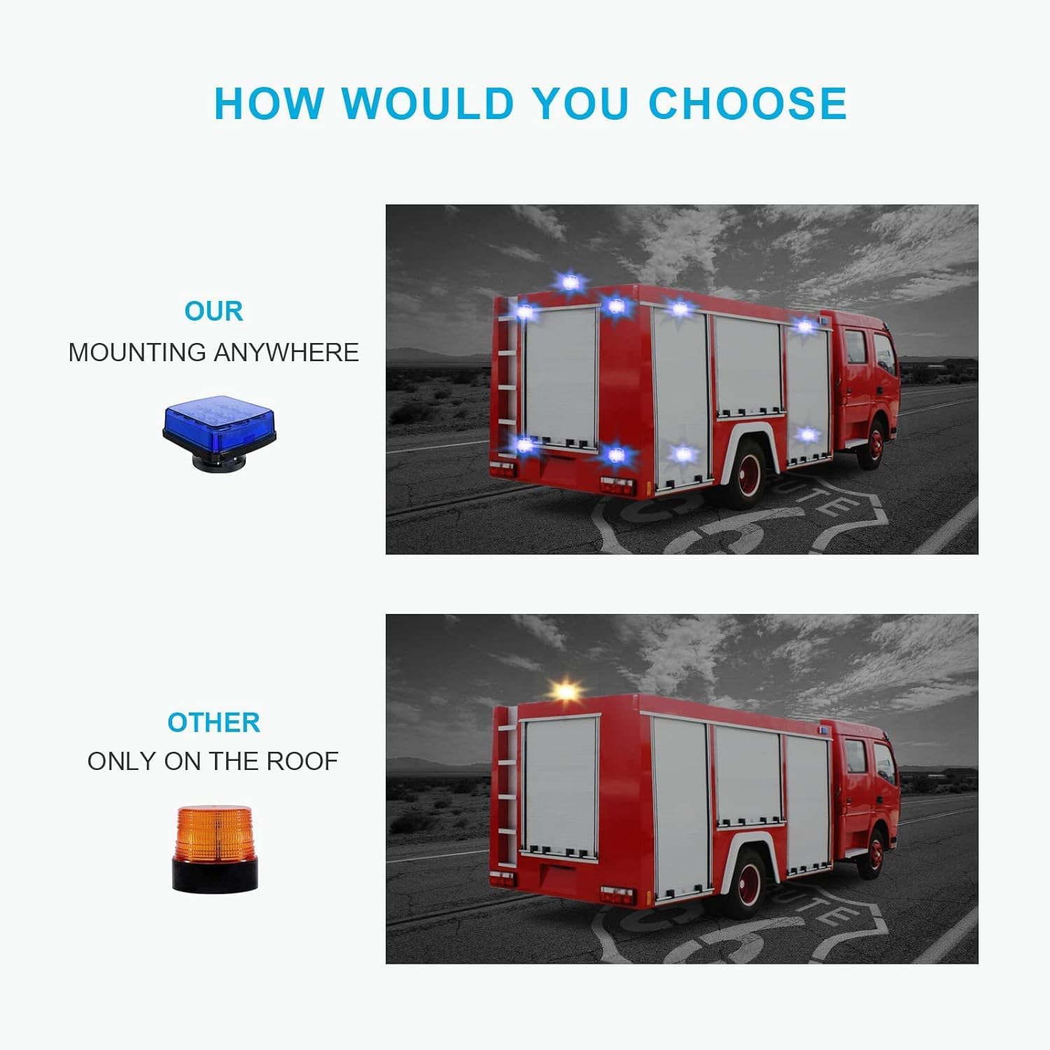 Agrieyes wireless trailer lights and Wireless Magnetic Blue Flashing Light for Trucks, Boat Trailer, Tractor, Automotive