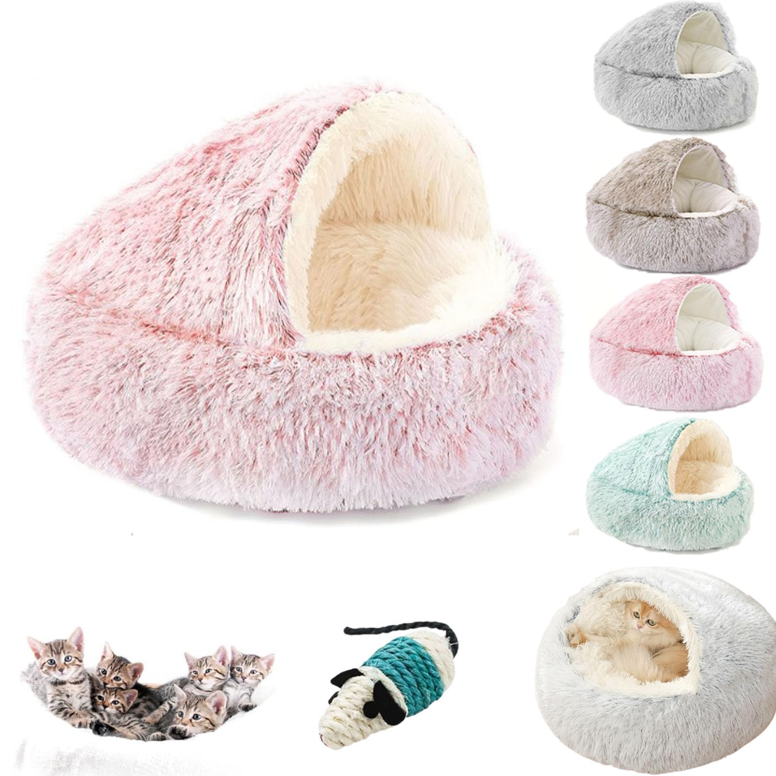 HOPASRISEE Cat Nest Bed, Lapcats Nest, Soft Plush Pet Bed with Waterproof Bottom, Washable (Pink, 60 * 60 cm)
