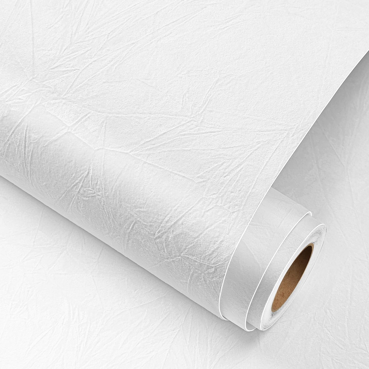 Papier peint en velours texturé haut de gamme adhésif blanc YENHOME