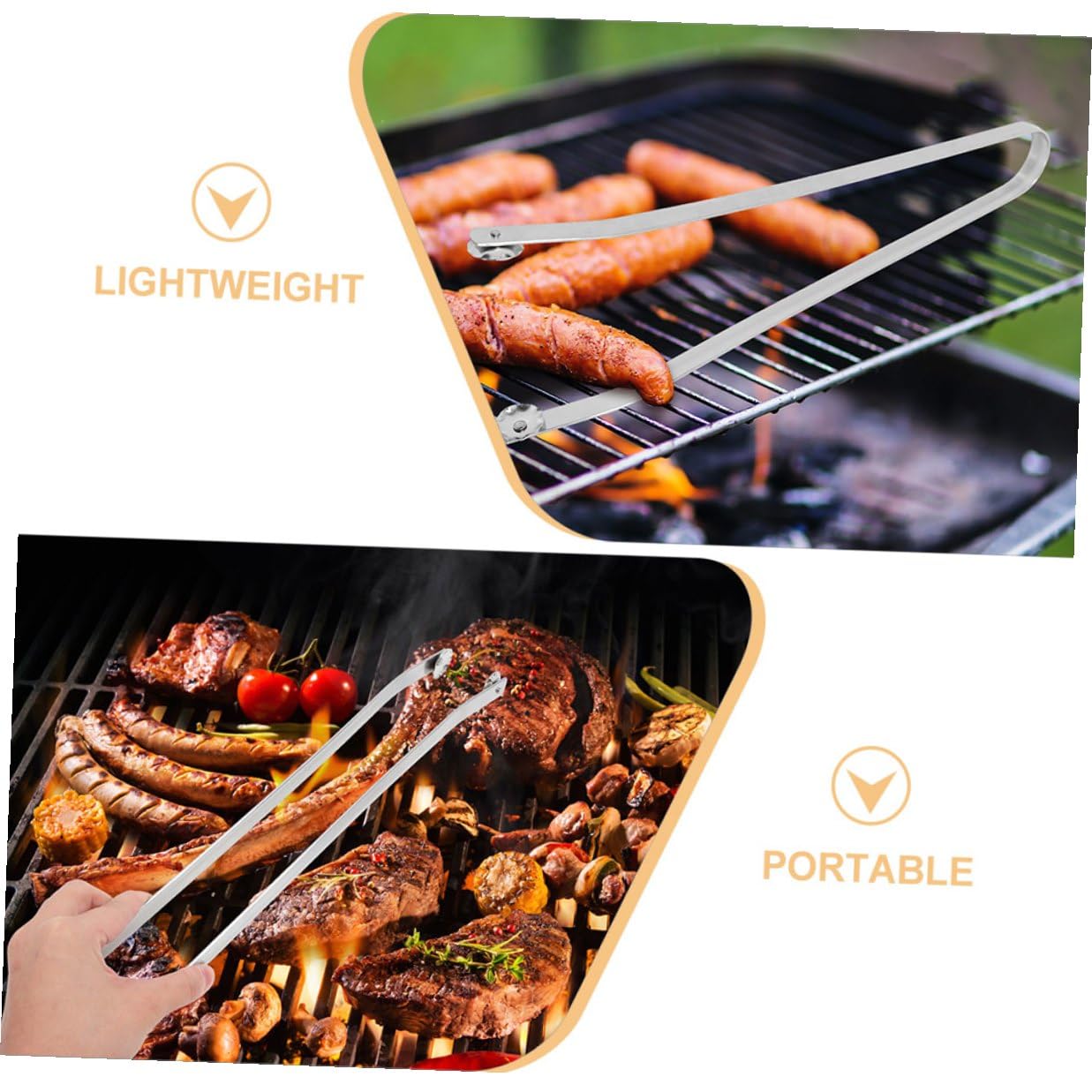jojofuny Pinze per Barbecue in Acciaio Inox 2 Pezzi Manico e Rotante, Utensili Versatili per Carne e Verdure, per Grigliate All'aperto