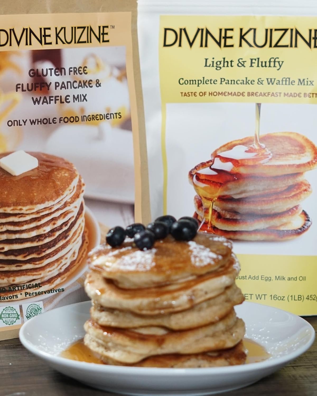 DivineKuizine Complete & Fluffy Pancake and Waffle Mix – Vegan Friendly, All-Natural Ingredients – No Artificial Flavors, Sweeteners, or Preservatives – Delicious Homemade Taste, Easy to Use Pancake and Waffle Mix. (3 Pack)