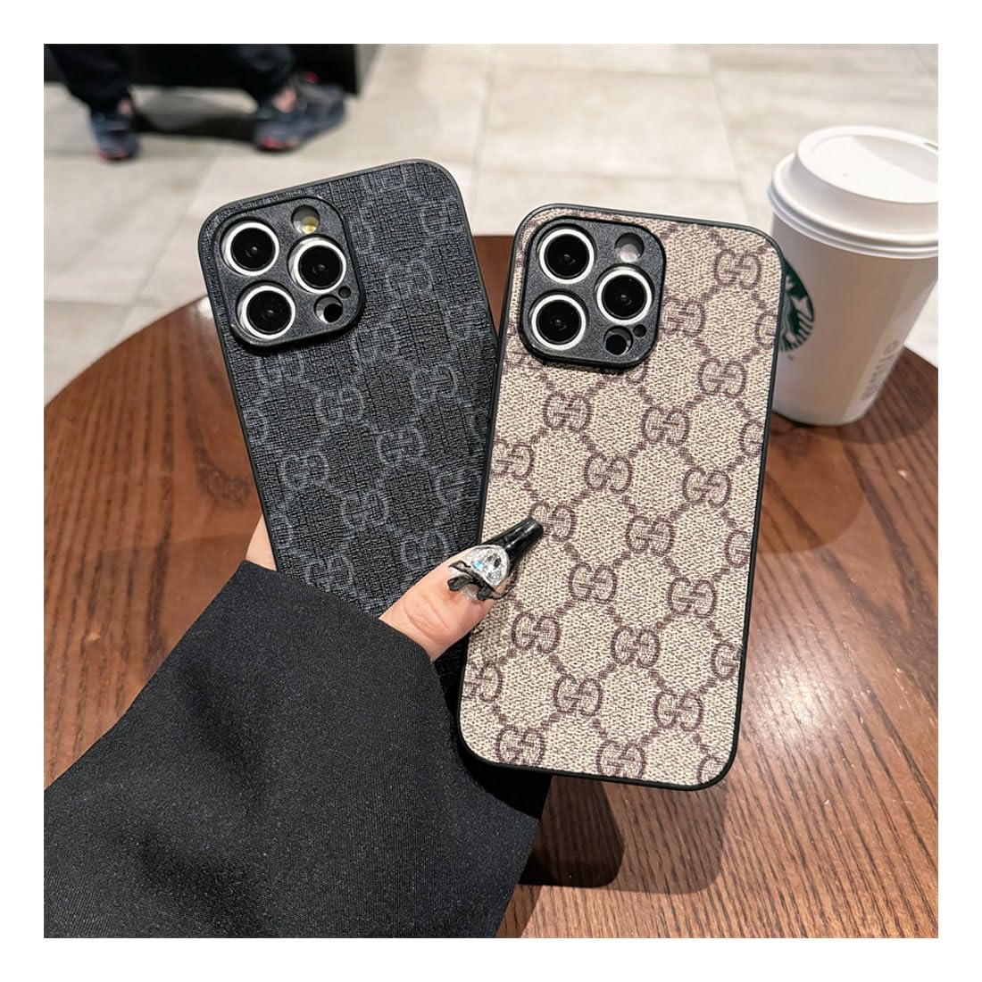 Amazon.co.jp: 2つのGロゴ スマホケース PU 合成皮革 オシャレ