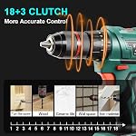 STANEW 20V MAX Perceuse à impact, ensemble de perceuse sans fil, kit de pilote de tournevis électrique avec 2 Batterie, chargeur rapide 1/2" sans clé 2 Réglage du couple à vitesse variable 18+3, 24 Accessoires pour pièces