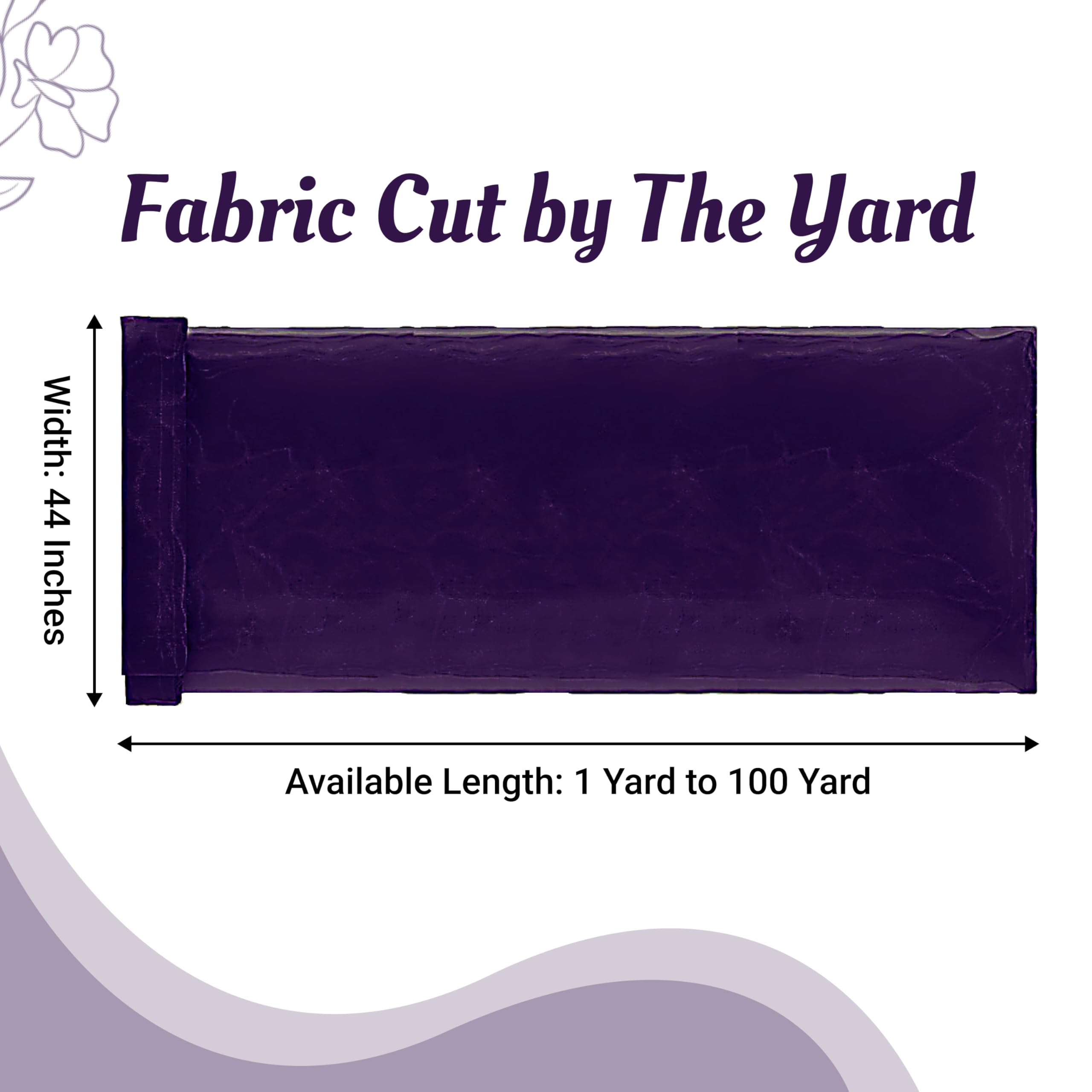 MDS Pack of 5 Yard Sheer Organza Fabric for Wedding Party Home Event Banquet Decorations, Backdrop Curtain Craft Dress Sewing Fashion DIY Crystal Organza Tulle Fabric Bolt 44” Wide - Purple — view 2