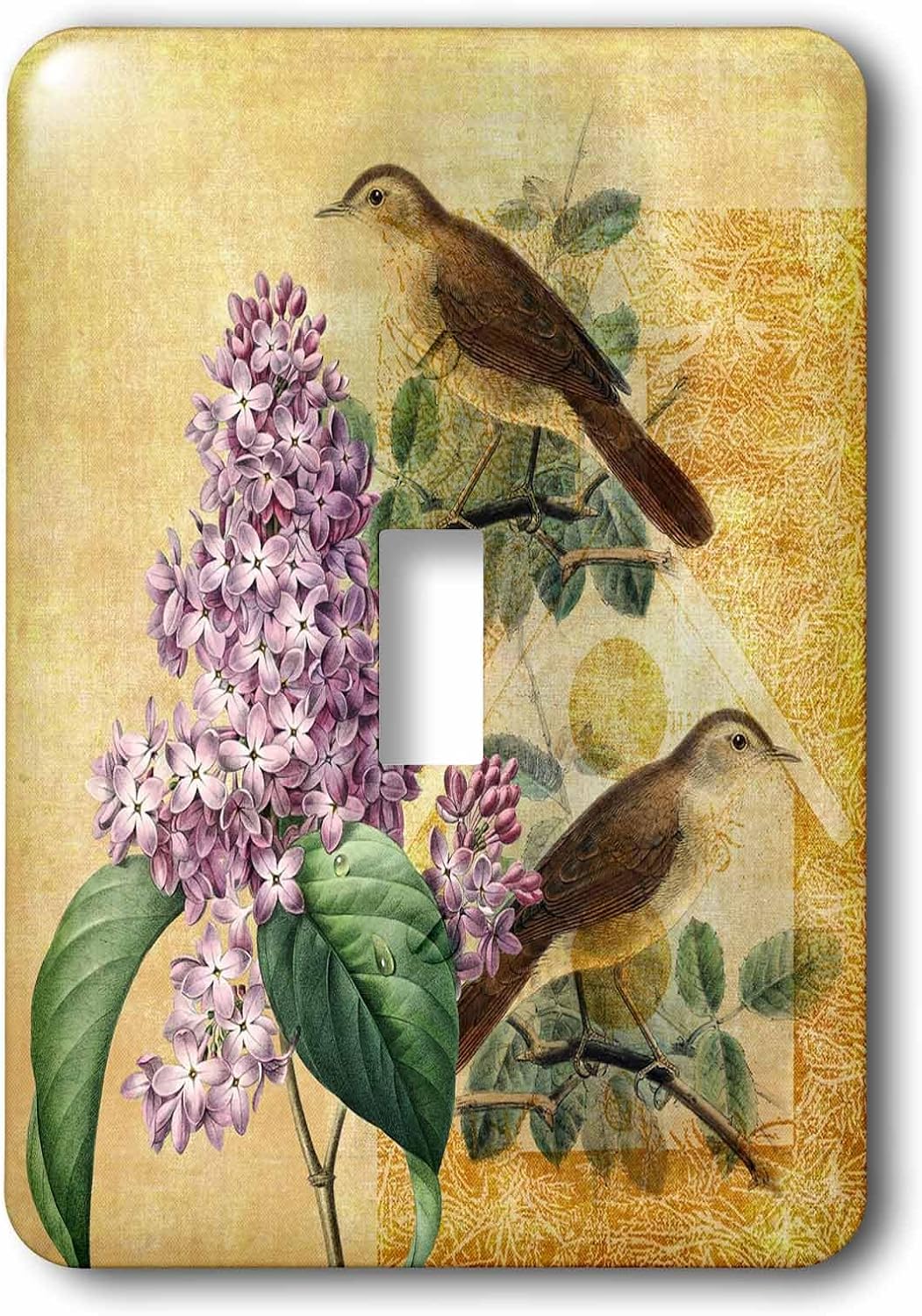 3dRose lsp_123519_2 Lilac Flowers and Birds Vintage - Double Toggle Switch