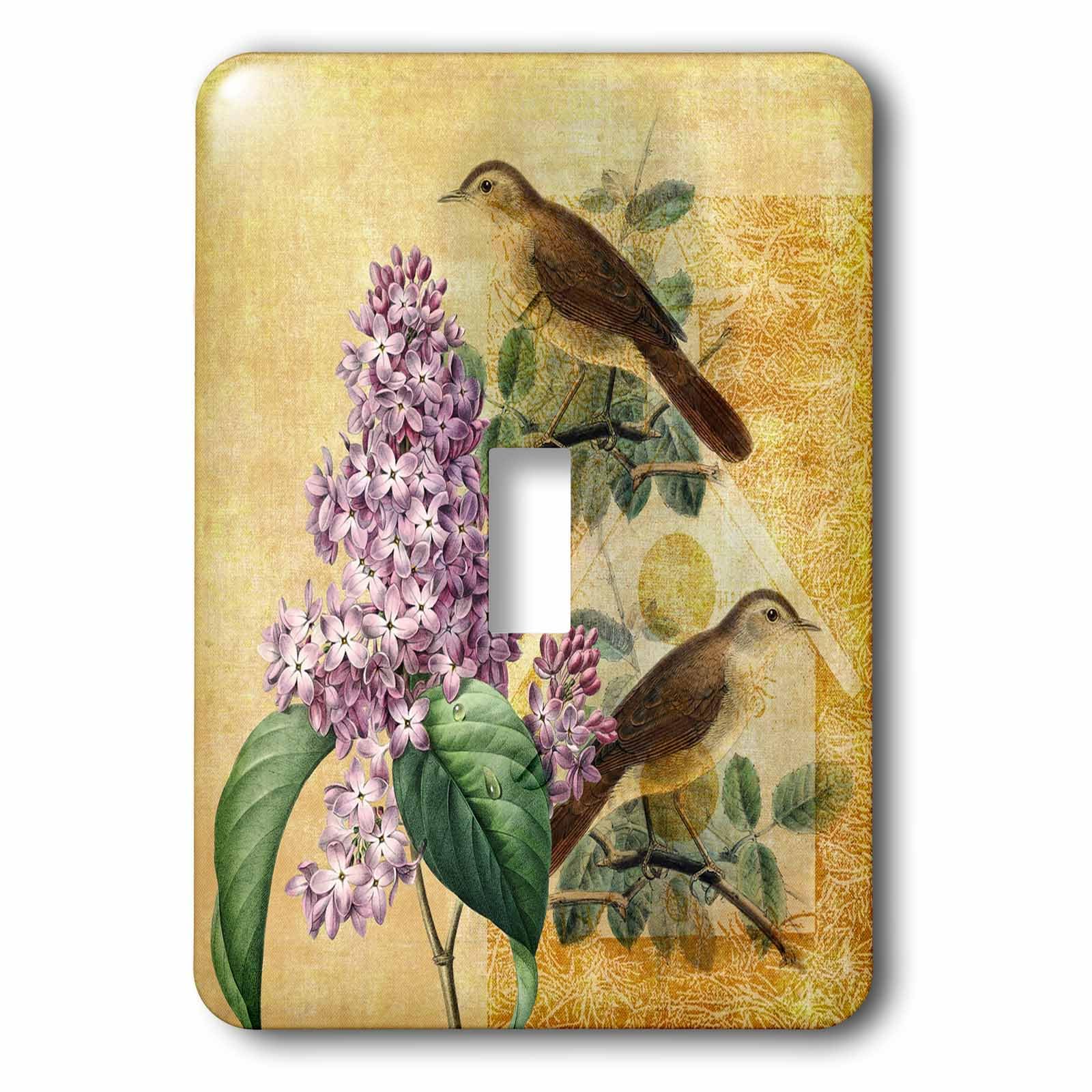 Applique murale vintage Lilas 3D Rose LSP_123519_1 luminaire fleurs oiseaux salon