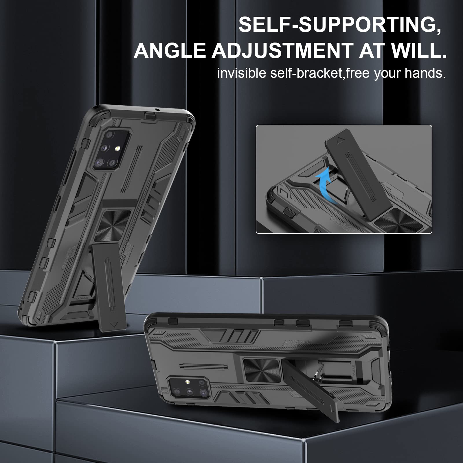 Funda para CMF Phone 2 Pro, Carcasa Antigolpes con Soporte anular metálico, Case Protectora de Grado Militar, Negro — view 517