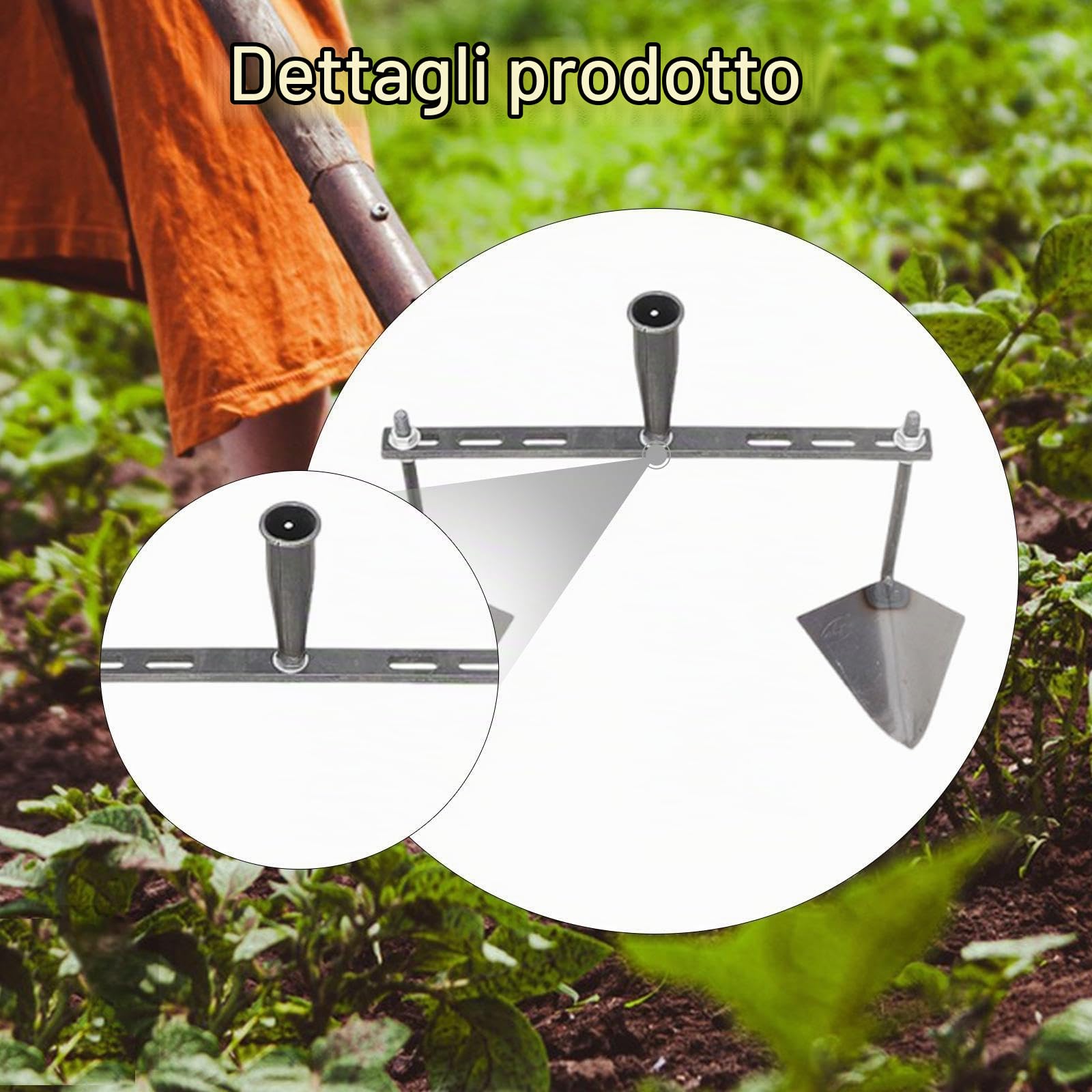 KESOTO Zappa Manuale Regolabile con Testa Triangolare per Agricoltura Scavare Coltivare Diserbo Adatta per Orto Giardinaggio, Doppia Testa da 40