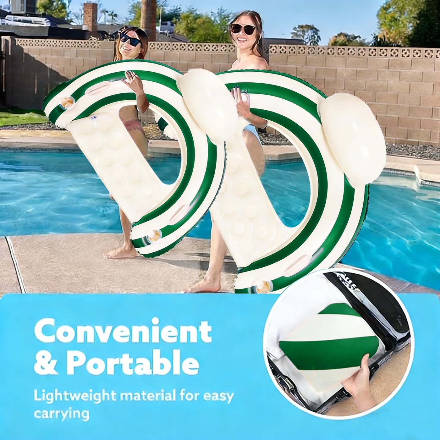 2PCS Pool Swim Ring Inflatable Pool Floats Water Fun Large Adult Swimming Pool Float for Beach Lake Summer Holiday Beach Party