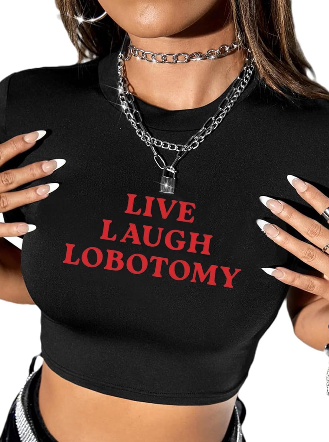 Hilinker Womens Short Sleeve Graphic Crop Tops Vintage Tees Summer Cute T Shirts - Image 2