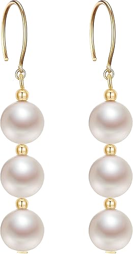 Aretes colgantes de bola redondos chapados en oro de 14 quilates para mujer minimalista ligeros largos colgantes y largos aretes de boda para novias