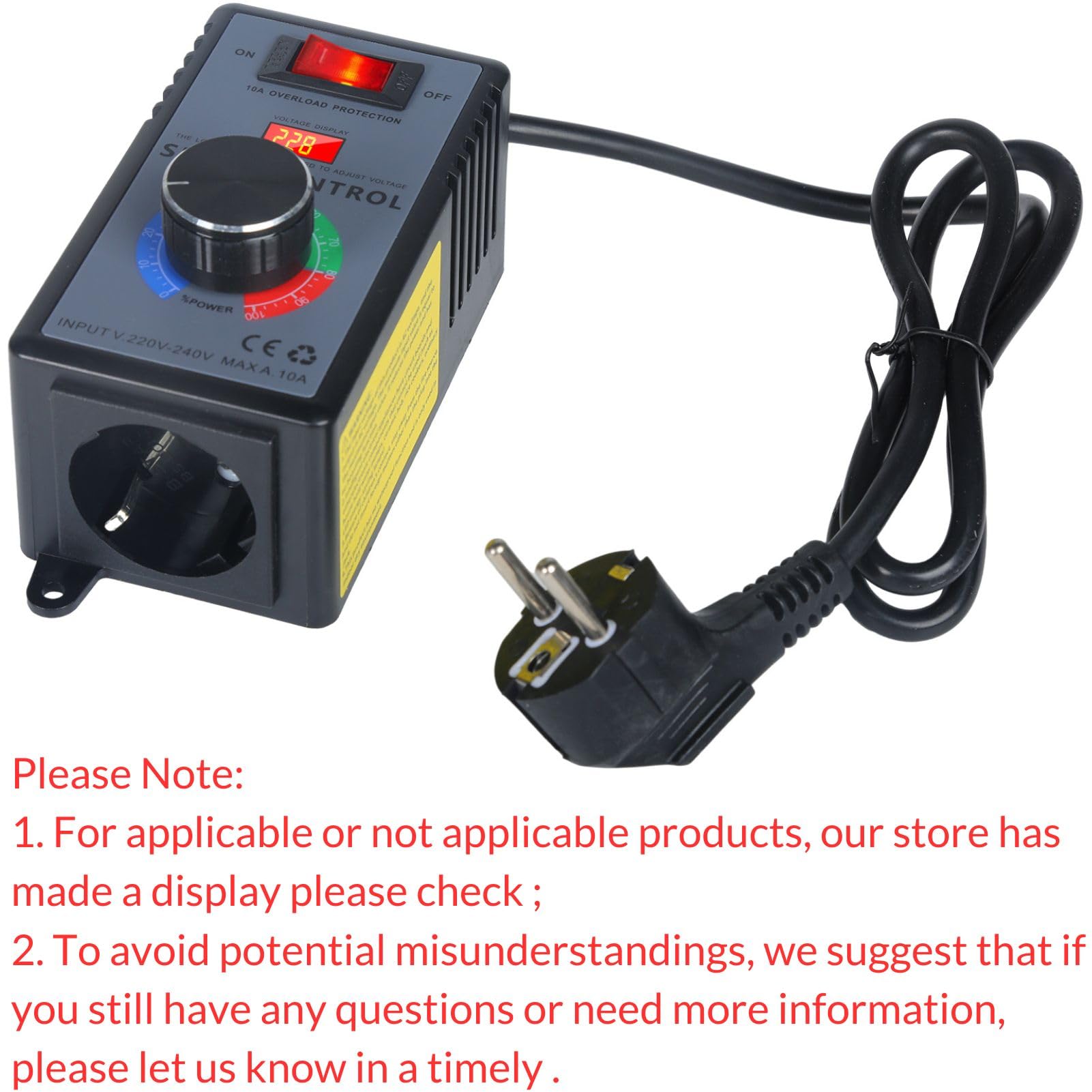 Jadeshay Variateur de Vitesse pour Moteur 220V AC 10A 4000W Variateur de Vitesse régulateur de Tension électronique 220V pour Petits Moteurs, Meuleuses d'angle, Souffleurs