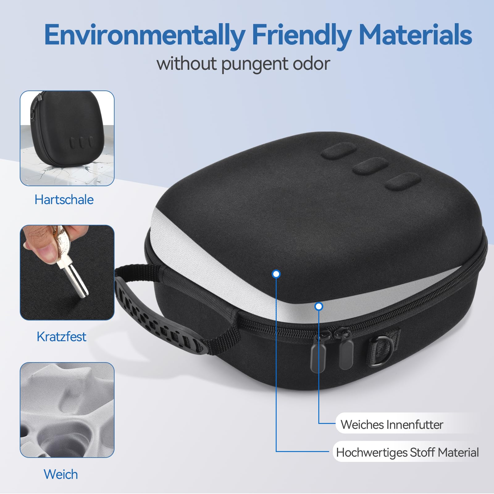 Plowaroe Custodia rigida compatibile con Meta Quest 3S/Quest 3 Ufficiale Original/Elite Strap VR Gaming Headset, portatile Travel Vision Pro Case per Touch Controller Accessori