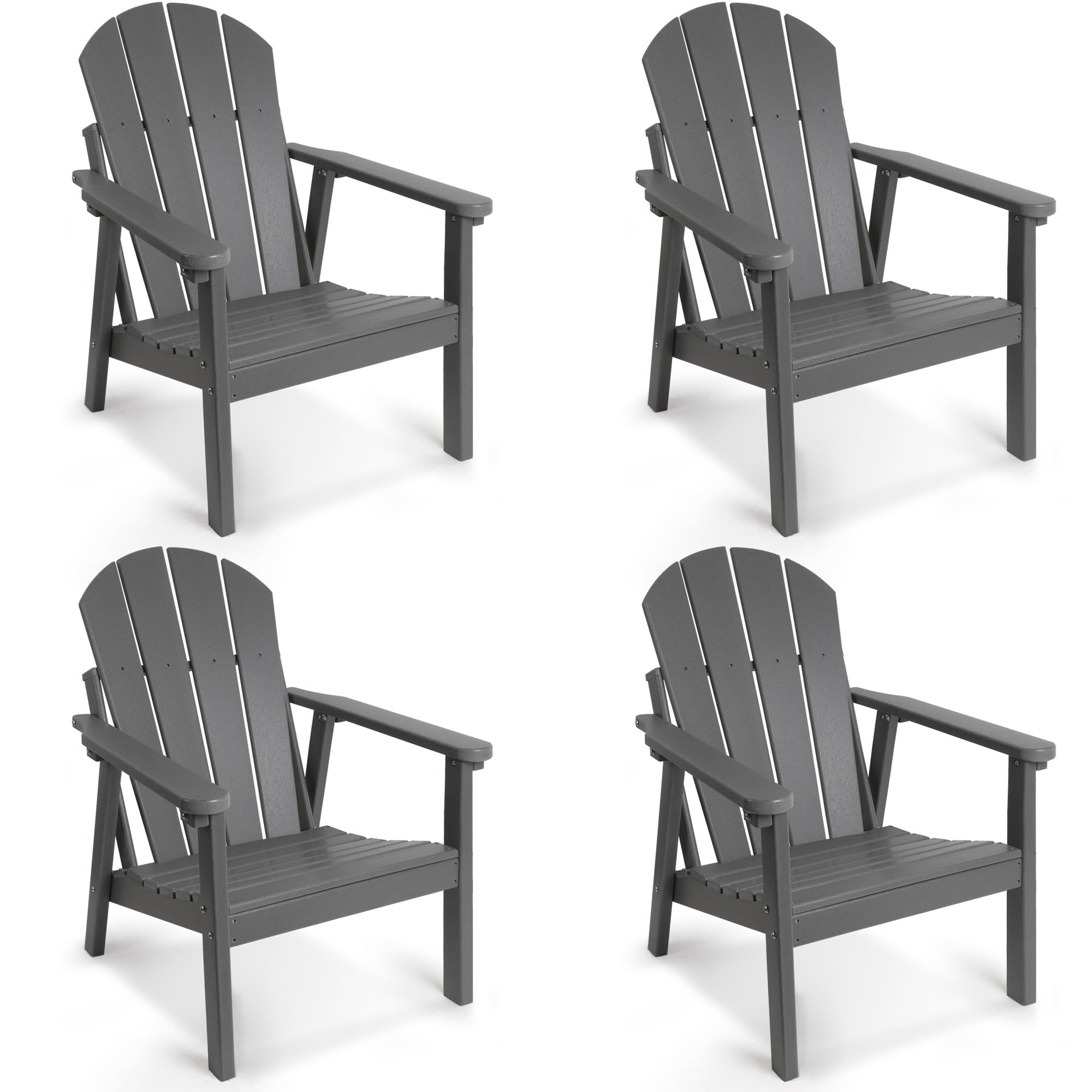 NAVINE Adirondack Chair Set of 4, HDPE All Weather Adirondack Chairs, Fire Pit Chairs, Patio Chairs, Lawn Chairs. Perfect for Porch, Patio, Poolside,