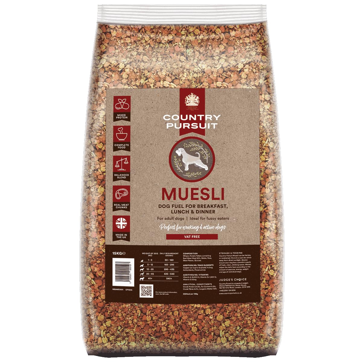 Country Pursuit | Premium Muesli Adult Dog Food | Complete and Nutritionally Balanced Moist Dog Food | Made without Soya | 15kg
