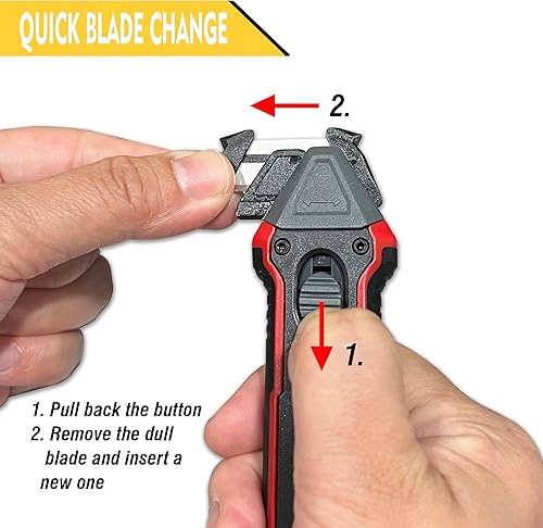 Miniatura 2 de XW Cortador de caja de seguridad con cambio rápido de cuchilla, 5 cuchillas de repuesto adicionales incluidas