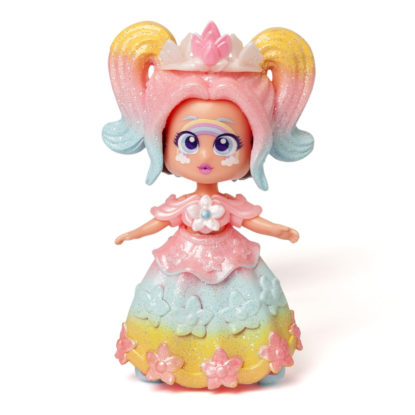 KOOKYLOOS Fairytale Mix & Match Rainbow – lalka fantasy 3 w 1, zawiera 1 lalkę, 1 kostium księżniczki, 1 strój syrenki i 1 strój wróżki