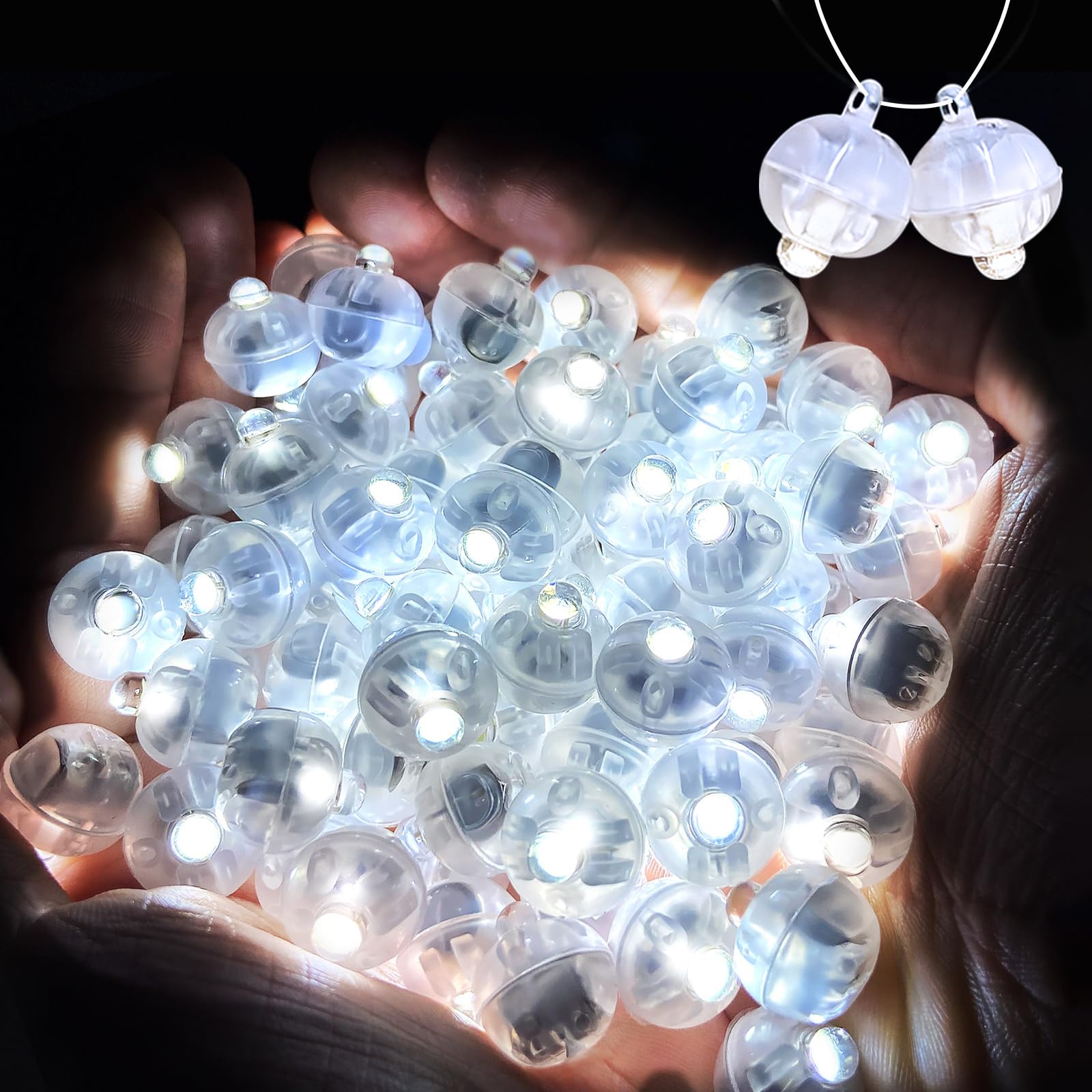 ZGWJ 50PCs Mini Led Lights, Led Balloons Light for Party Decorations Neon Party Lights for Paper Lantern Easter Eggs Birthday Party Wedding Halloween Christmas Decoration(Glow steadily White)