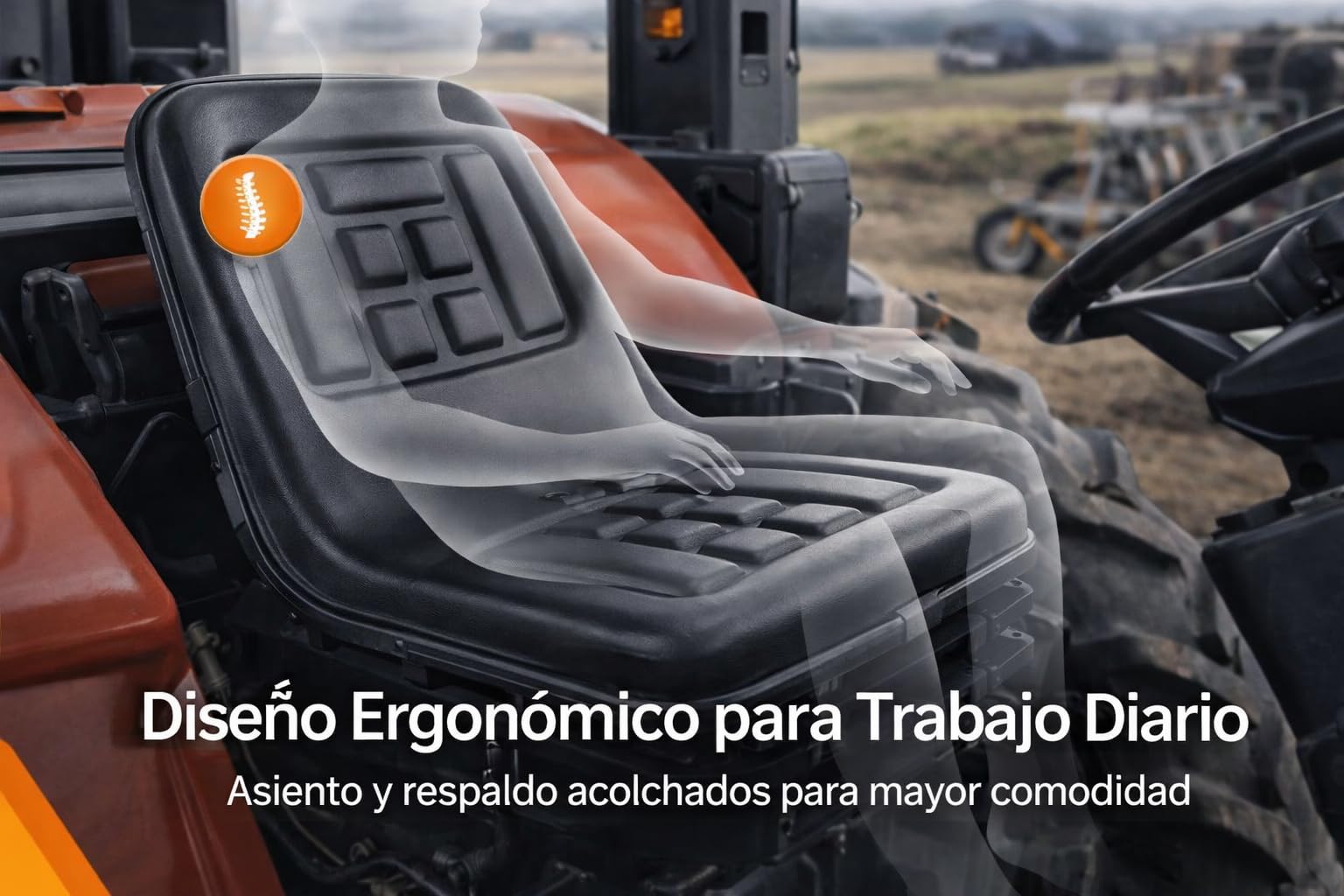 Seggiolino per trattore e carrello elevatore universale con binari scorrevoli | Sedile in un pezzo impermeabile | Compatibile con tosaerba, tosaerba, carrello da golf e macchine agricole