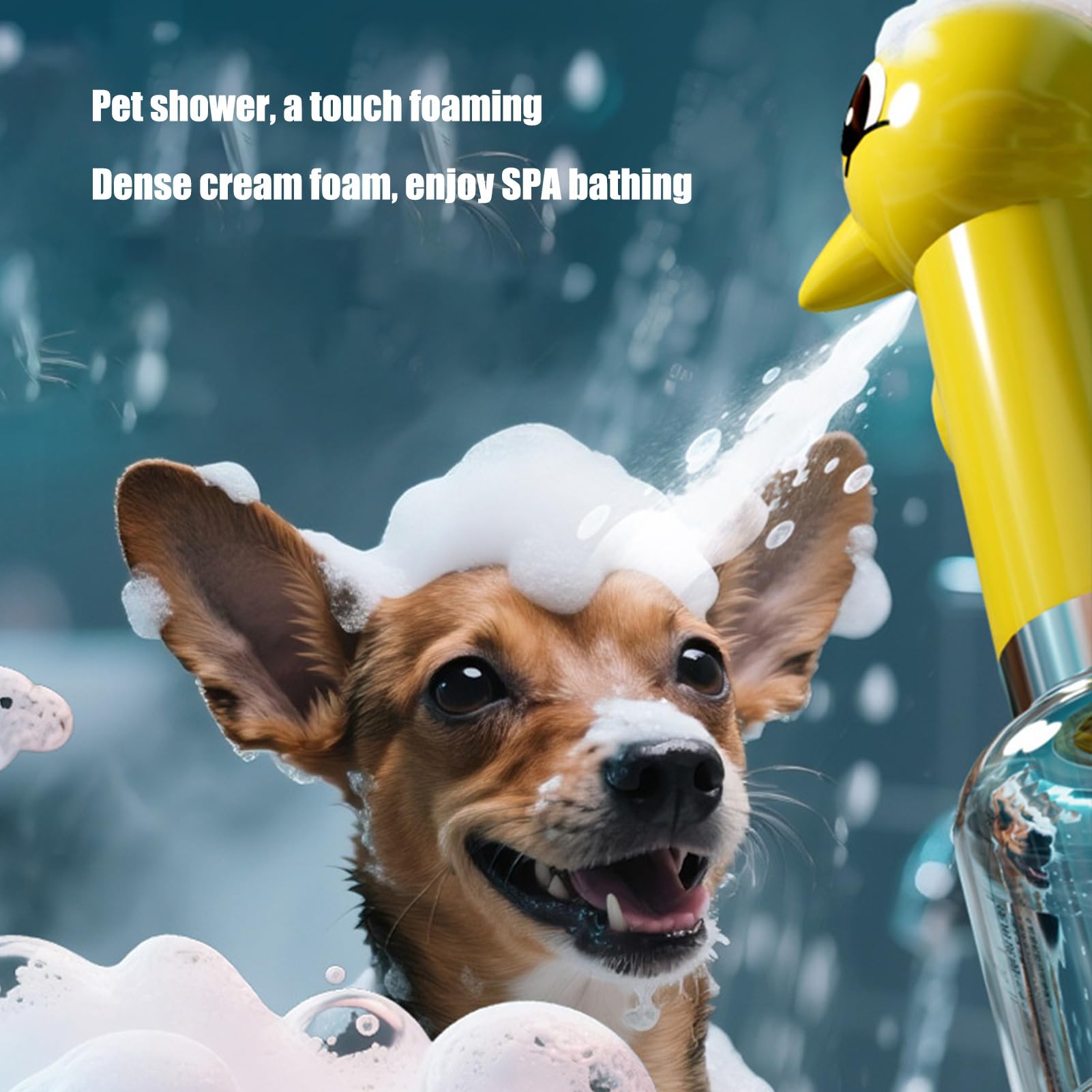 Máquina eléctrica de espuma de limpieza para perros, 25 x 8 cm, pulverizador de champú espumoso, equipo de ducha recargable para mascotas, para baño, tina, cocina, fregadero, inodoro, herramienta de