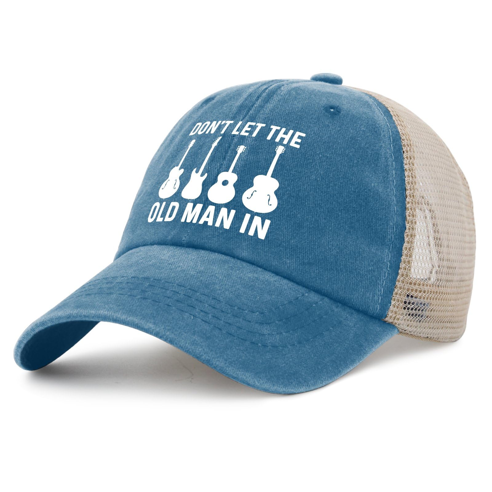 Old Man HAt Don't LET Old Man in Hat Trucker Hat Men Trendy Mesh Cap for Summer Lake Blue
