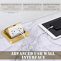 Vista 6 de Hoolerry Paquete de 2 Kit de Caja de Cubierta de Toma de Corriente Eléctrica Emergente de Piso con Cargador USB de 4.8A, 20 Amperios, Impermeable