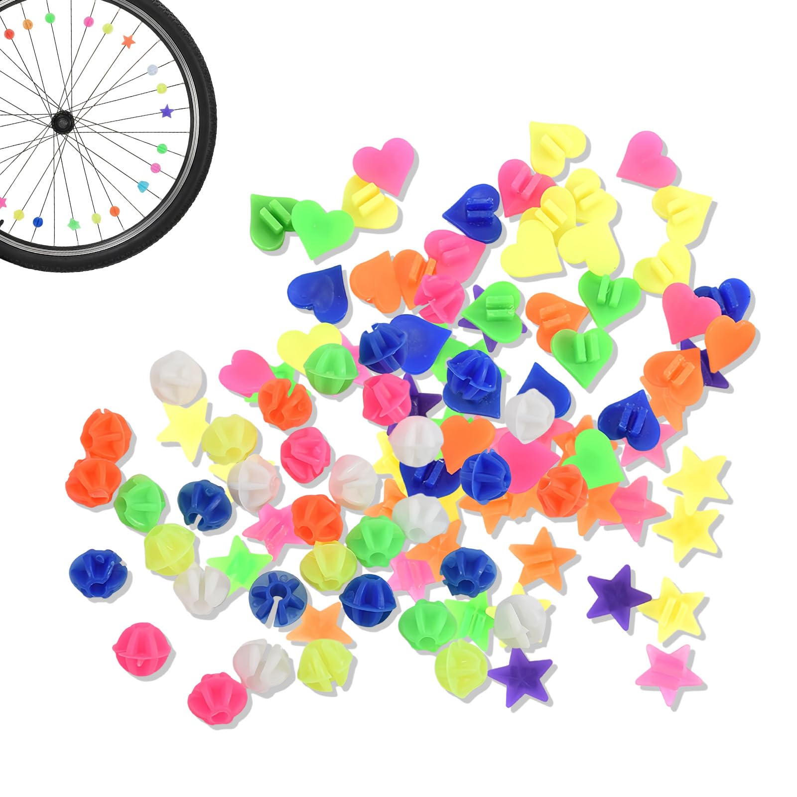 216 Perles à Rayons colorées pour vélo – Clips réfléchissants, Accessoire vélo Enfant, décoration de Rayons pour garçons et Filles, pour vélo Enfant
