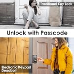 ELAMOR M19 Keyless Entry Door Lock - Smart Lock with Keypad, Auto-Locking Electronic Deadbolt, 50 User Codes, Waterproof Security, Easy Installation for Front Door, Ideal for Home Apartment Use