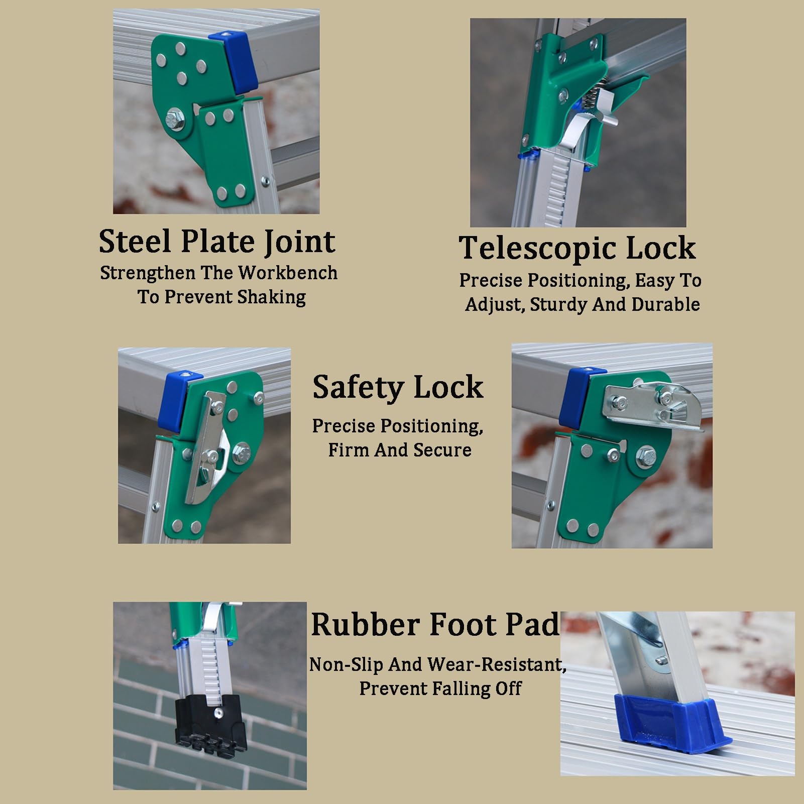 Tragbarer, faltbarer Tritthocker mit Teleskop-Beinen aus Aluminiumlegierung, 150 kg Tragkraft, für Malerei und Dekoration zu Hause