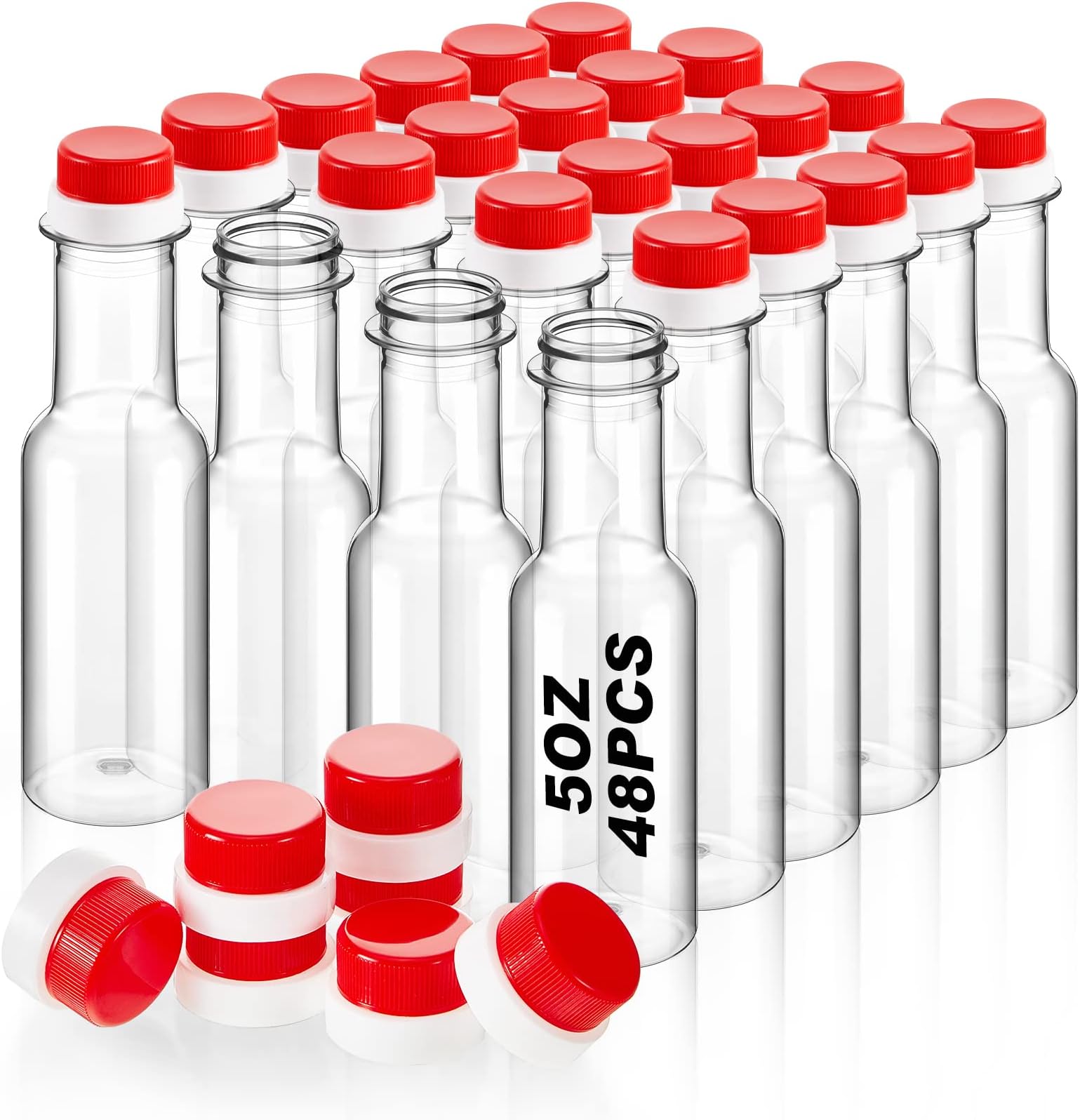 Gueevin 48 Sets Plastic Hot Sauce Bottles Woozy Bottles